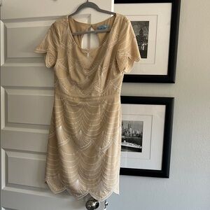 ANTONIO MELANI Tan Mini Dress with Scallop Design